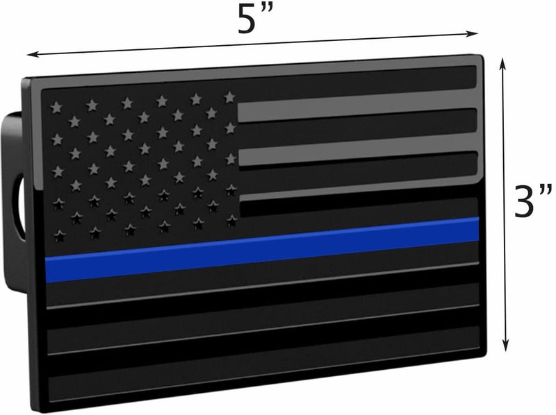 eVerHITCH USA Metal Flag Hitch Cover Fits 2" Receivers Black & Black with Thin Blue line - Image 2